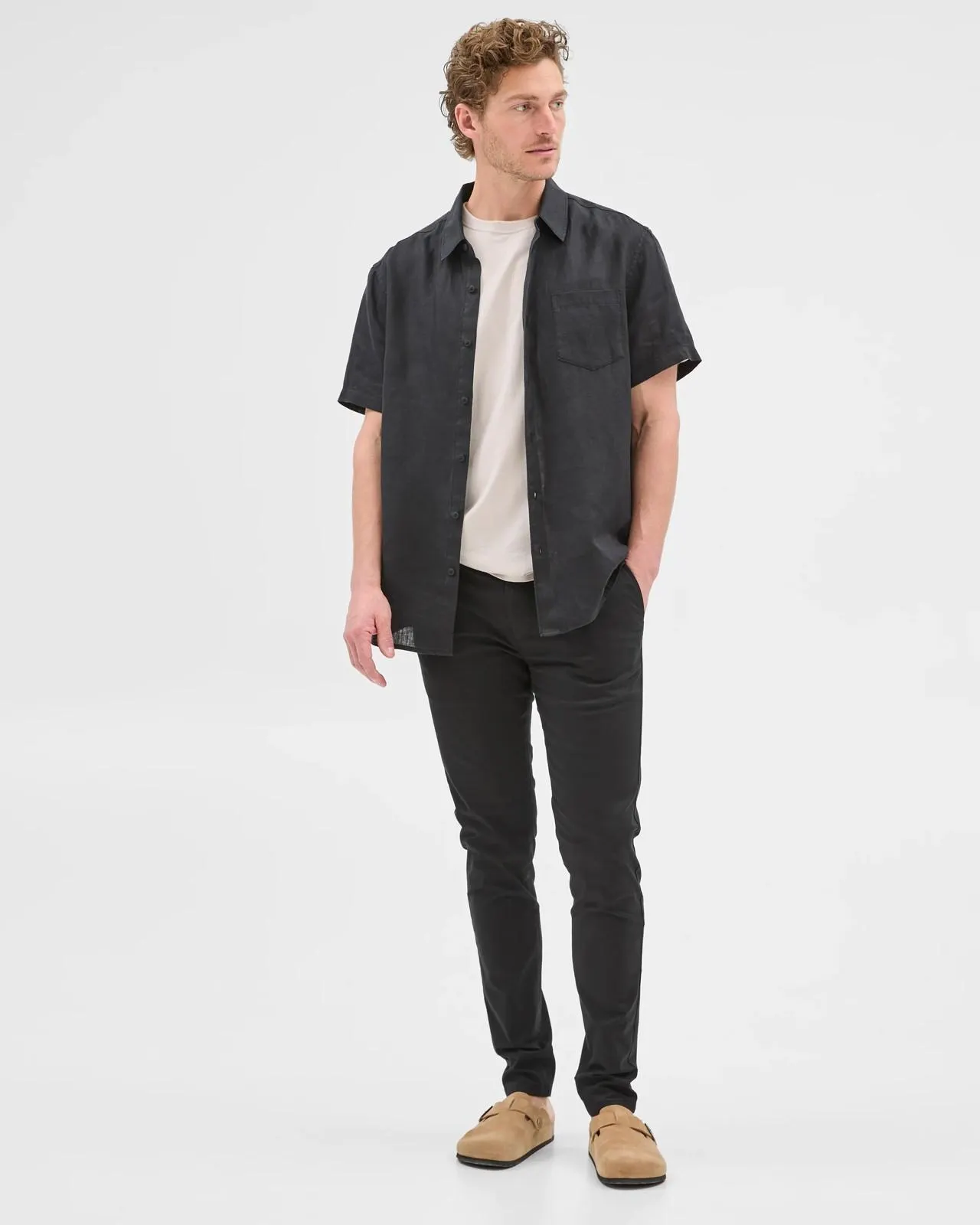 Australian Cotton Skinny Chino Pants - Black