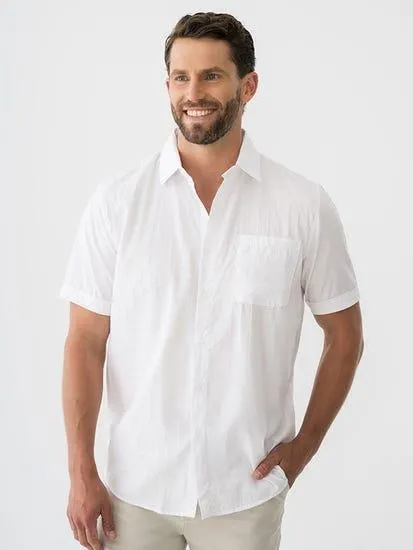 Elliotts Short Sleeve White Self Check Shirt