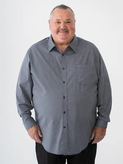 Big Mens Long Sleeve Printed Shirt Navy