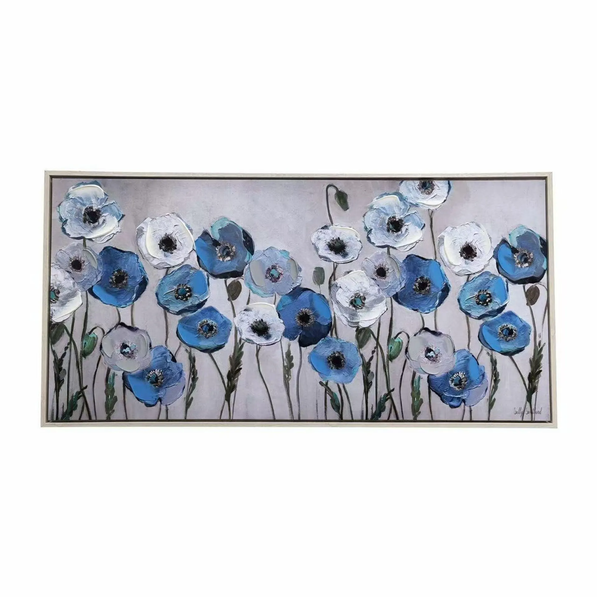 Whispering Poppies Framed Textured Print 100x50cm