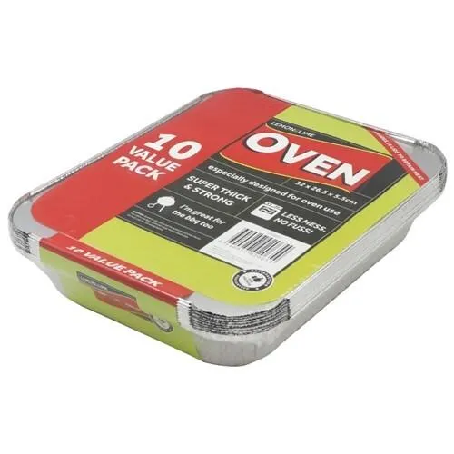 Foil Container with Lid 10Pk 32x26x5.5cm