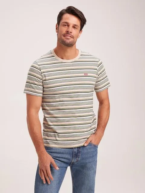 Levi's Mini Logo Tee In Rings Stripe Feather Grey