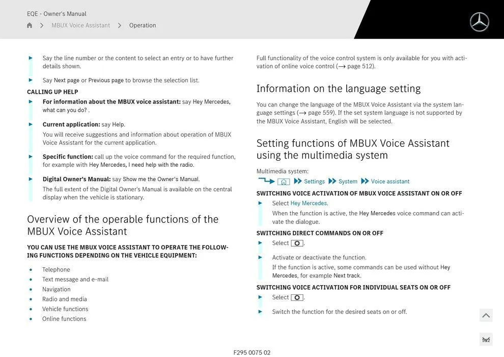 EQE Sedan - Catalogue valid from 11 September to 11 September 2025 - page 512