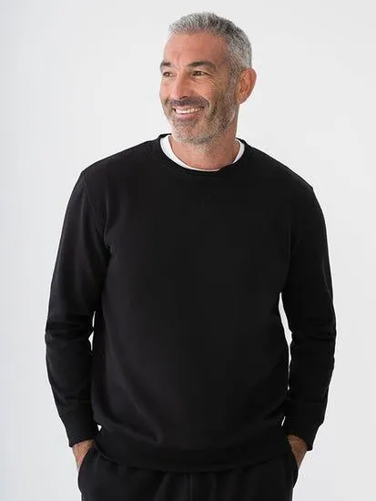 Mens Essential Crew Neck Fleece Top Black