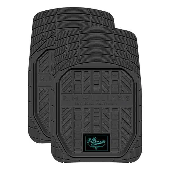 R.M.Williams PVC Car Floor Mats - Front Pair, Black/Aqua