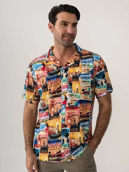 Pacifica Short Sleeve Shirt Euro Vacation Postcards