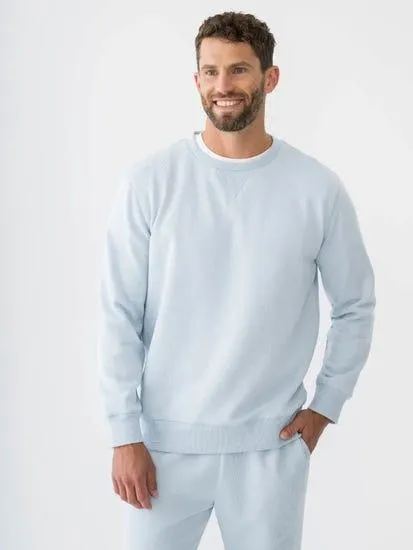 Mens Essential Crew Neck Fleece Top Sky Blue
