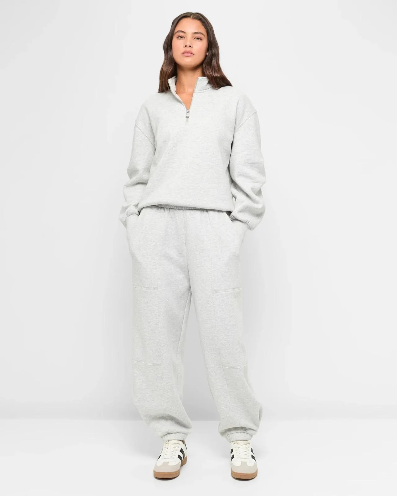 Slouchy Barrel Leg Trackpants - Lily Loves - Grey Marle
