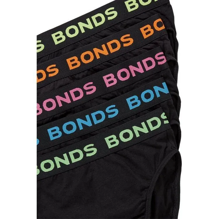Bonds Men's Hipster Brief 5 Pack Black Multicoloured Large