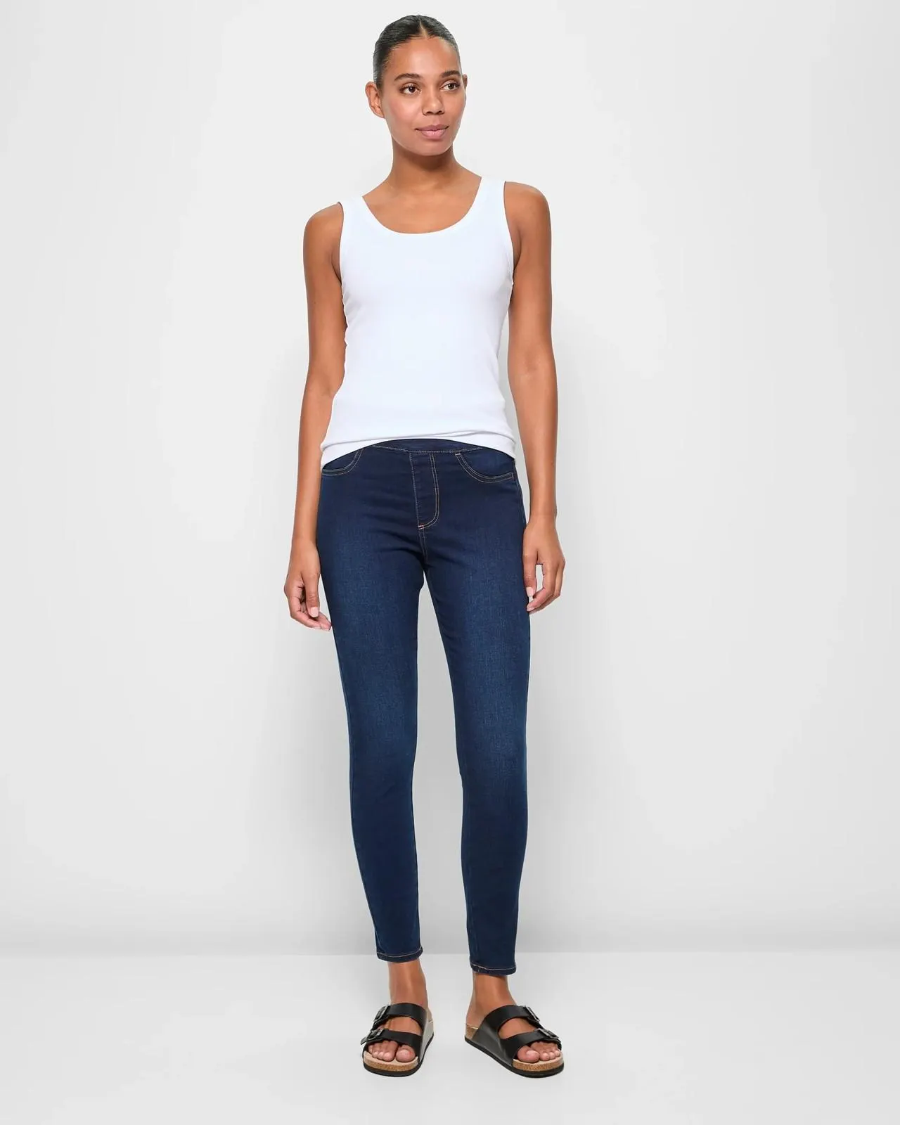 High Rise Ankle Length Denim Jeggings - Lydia
