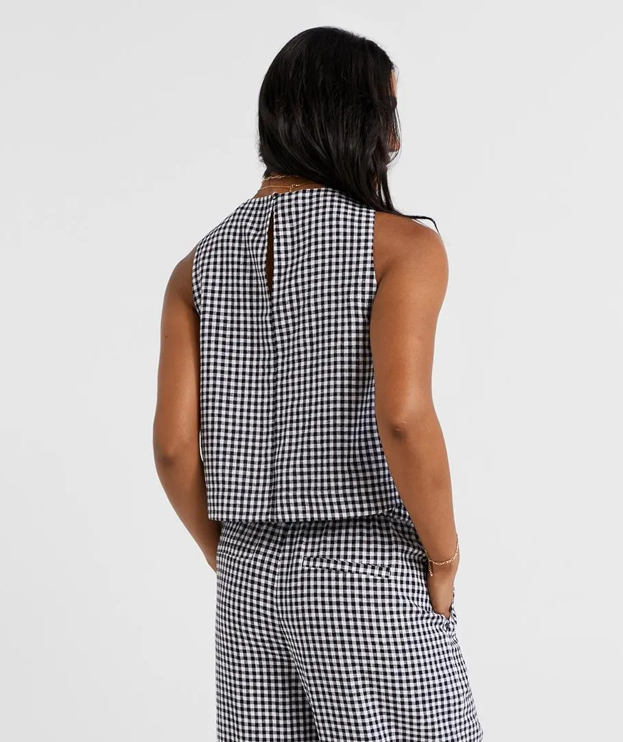 ELINOR LINEN BLEND BUBBLE HEM TOP