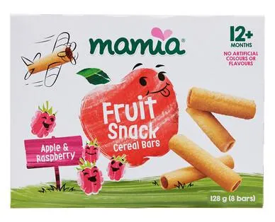 Mamia ® Fruit Snack Cereal Bars Apple & Raspberry 12mth+ 8pk 128g