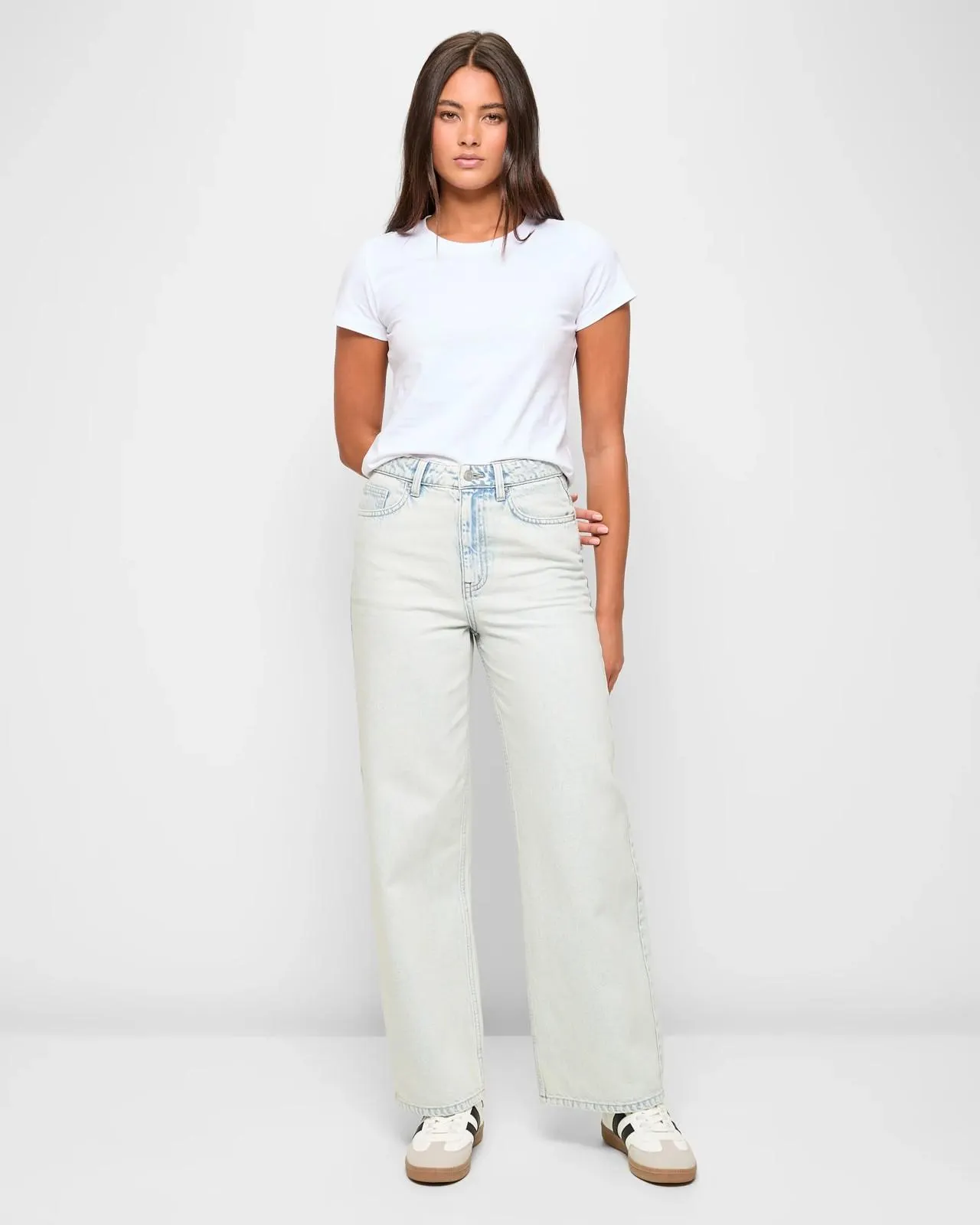 High Rise Wide Leg Denim Jeans - Lily Loves - Ice Blue