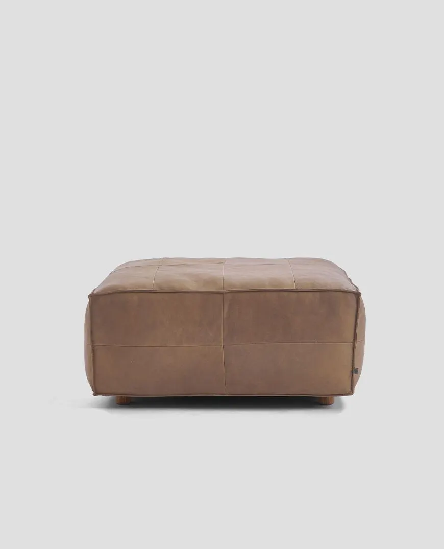 Flynn leather ottoman large - montana desert