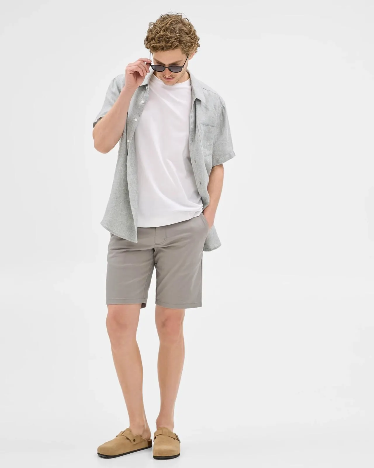 Australian Cotton Regular Stretch Chino Shorts - Storm Grey