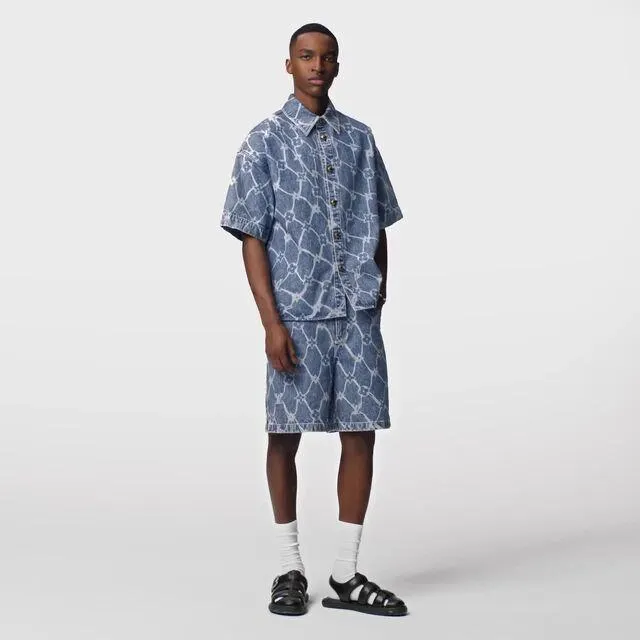 Monogram Printed Denim Shorts