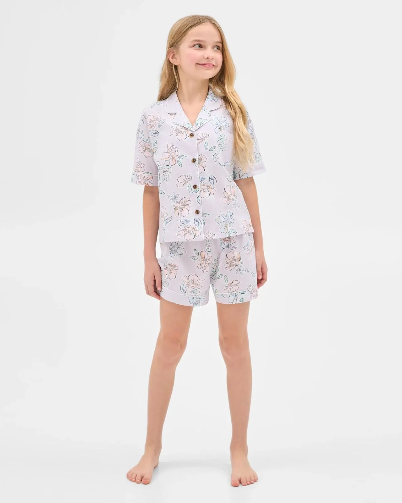 Australian Cotton Older Girls Short Pyjama Set - Floral