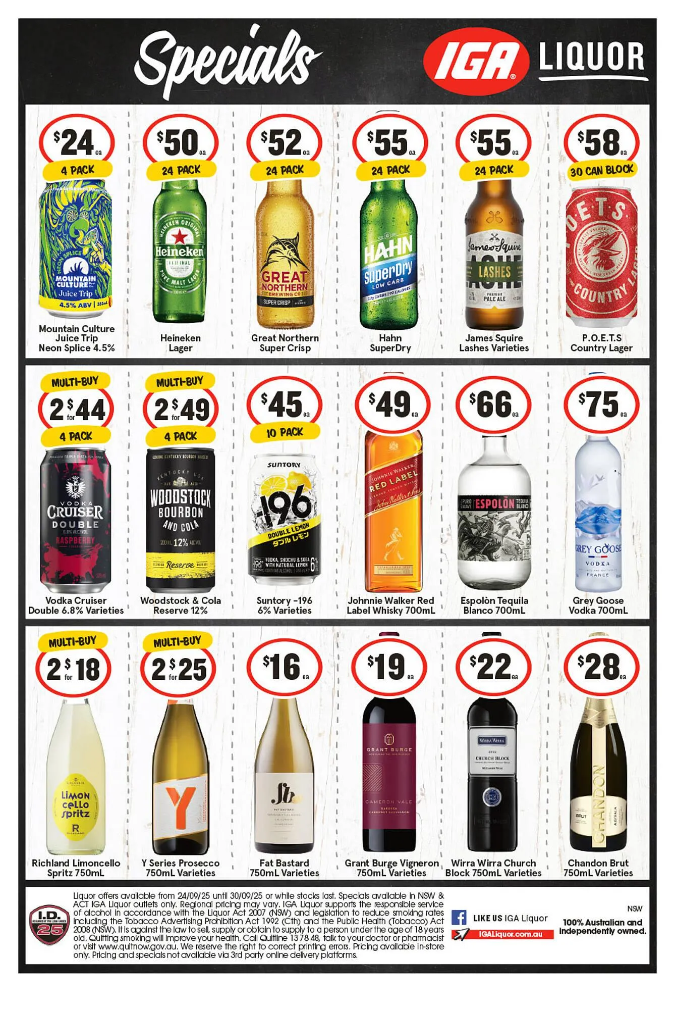 IGA Liquor catalogue - Catalogue valid from 24 September to 30 September 2025 - page 1