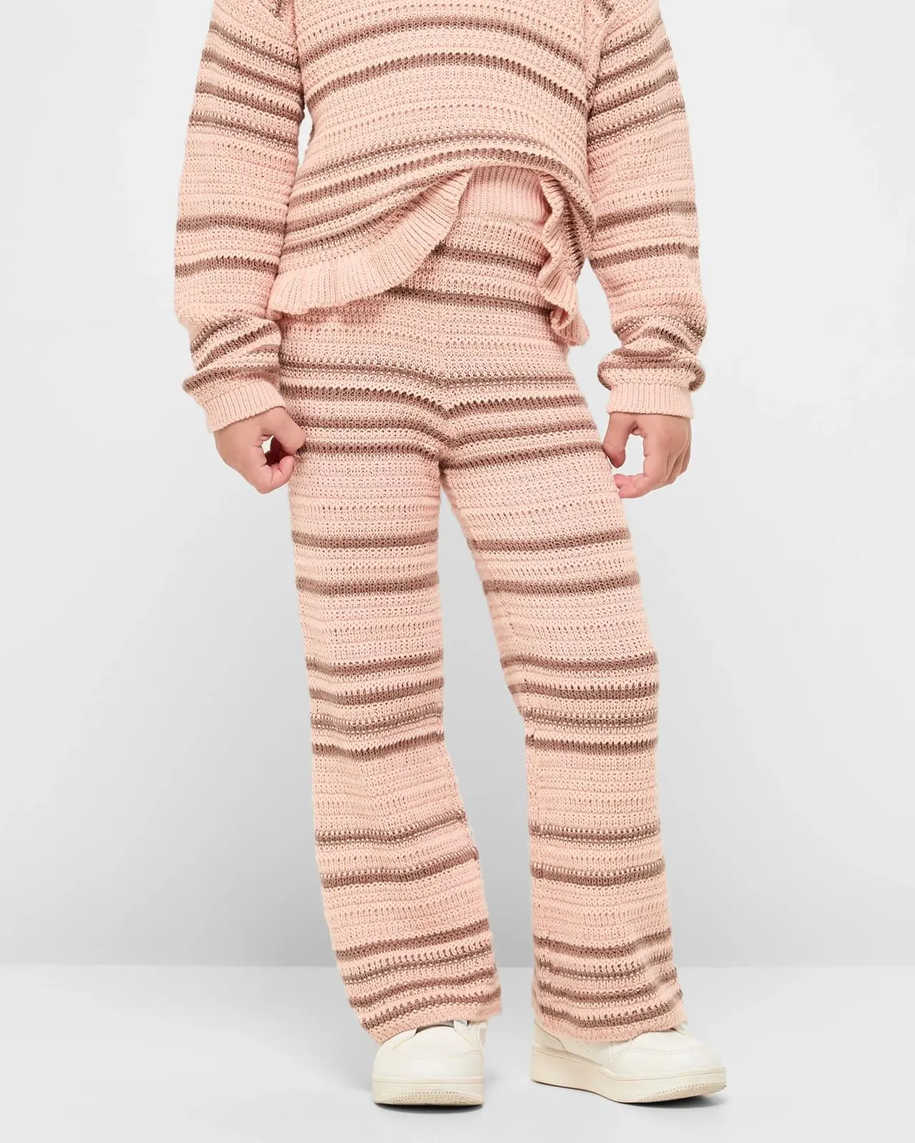 Australian Cotton Fashion Crochet Stripe Pants - Pink