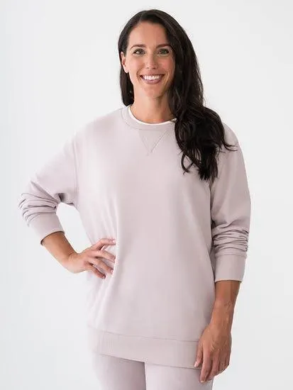 Womens Essential Crew Neck Fleece Top Grey