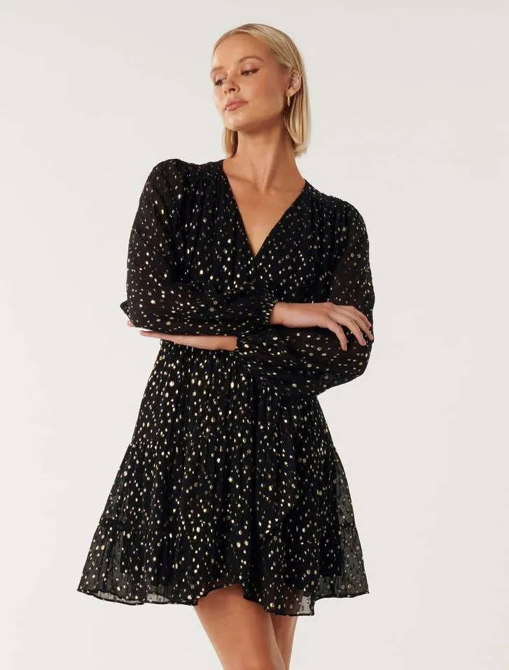 Rose Metallic-Spot Skater Dress