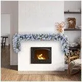 Glitter Flocked Garland With LED Lights 2.74M