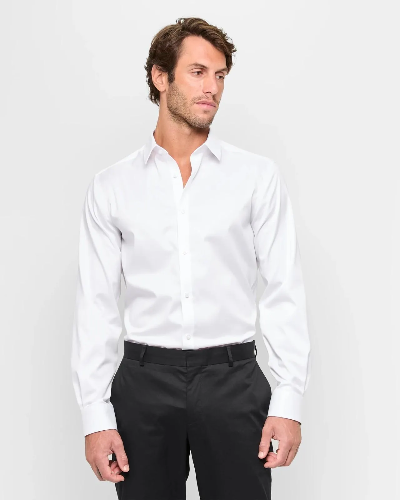 Non Iron Long Sleeve Business Shirt - Preview - New White