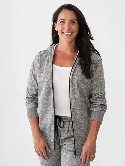 Womens Tech Full Zip Hooded Sports Jacket Grey