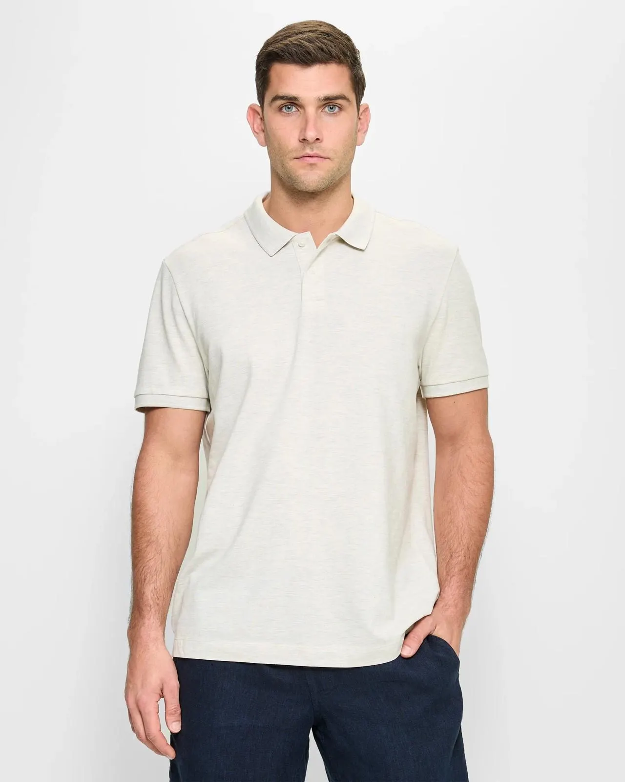 Australian Cotton Pique Polo Shirt - Oatmeal