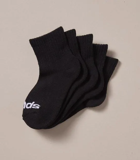 Bonds Kids Cushioned 1/4 Crew Socks - 5 Pack - Black