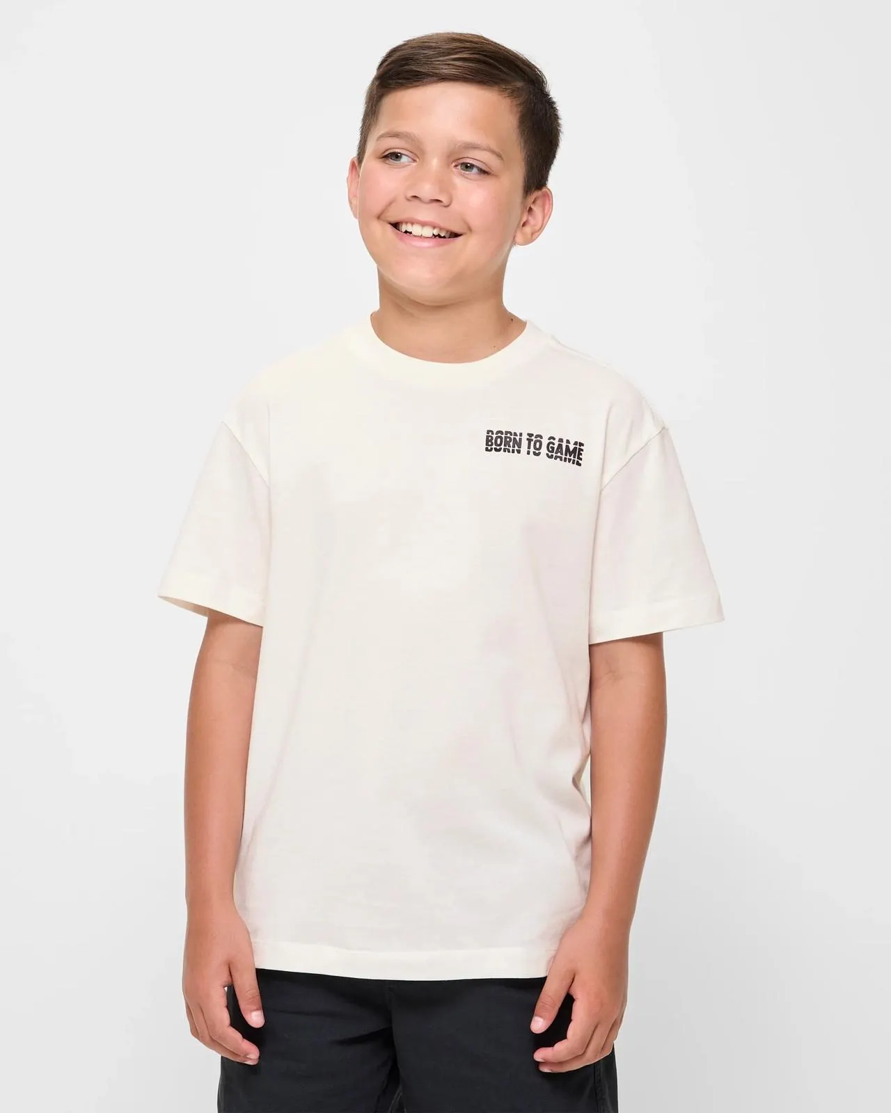 Australian Cotton Loose Fit Print T-shirt - White Born to Game