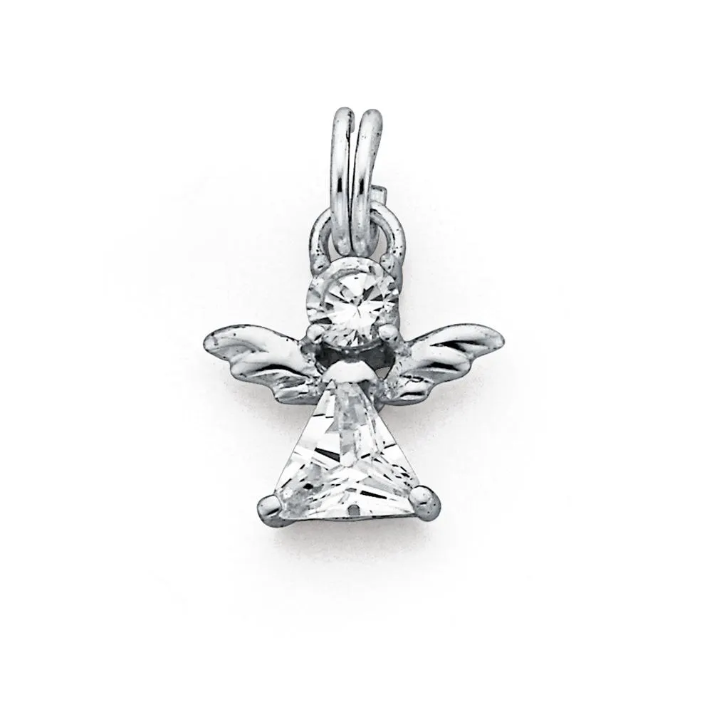 Sterling Silver Cubic Zirconia Angel Charm