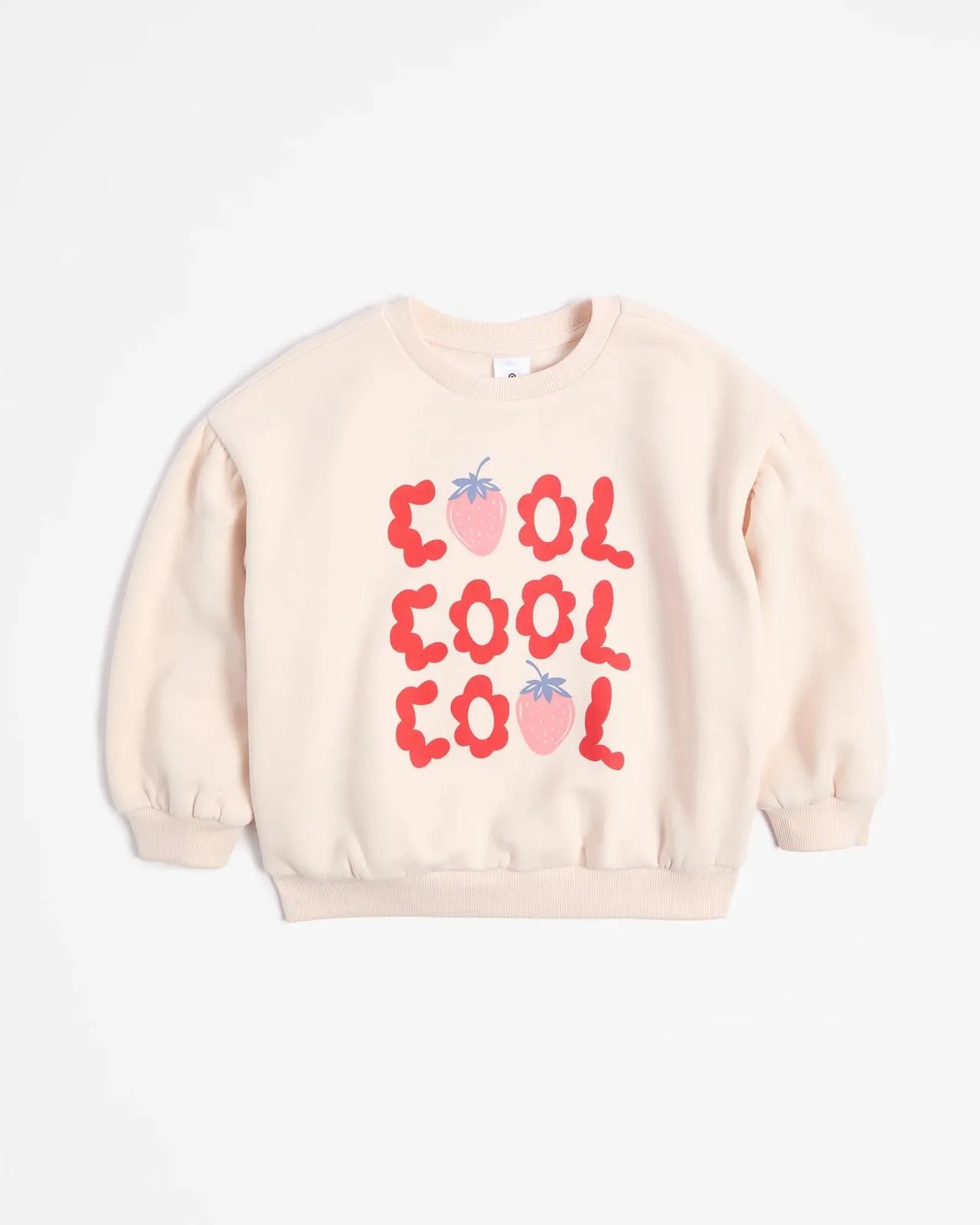 Oversize Fleece Jumper - Cream Strawberry