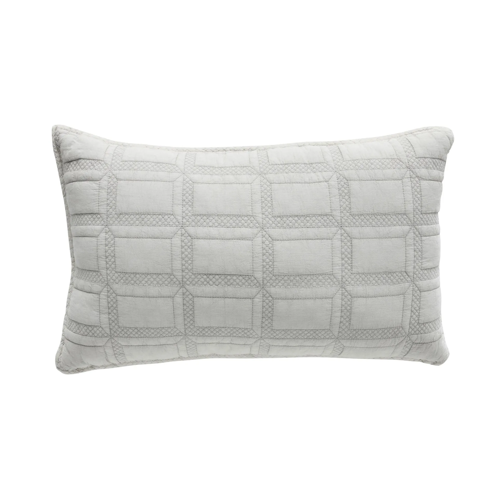 Asher Soft Washed Voile Quilted Cushion Soft Grey 35x55cm