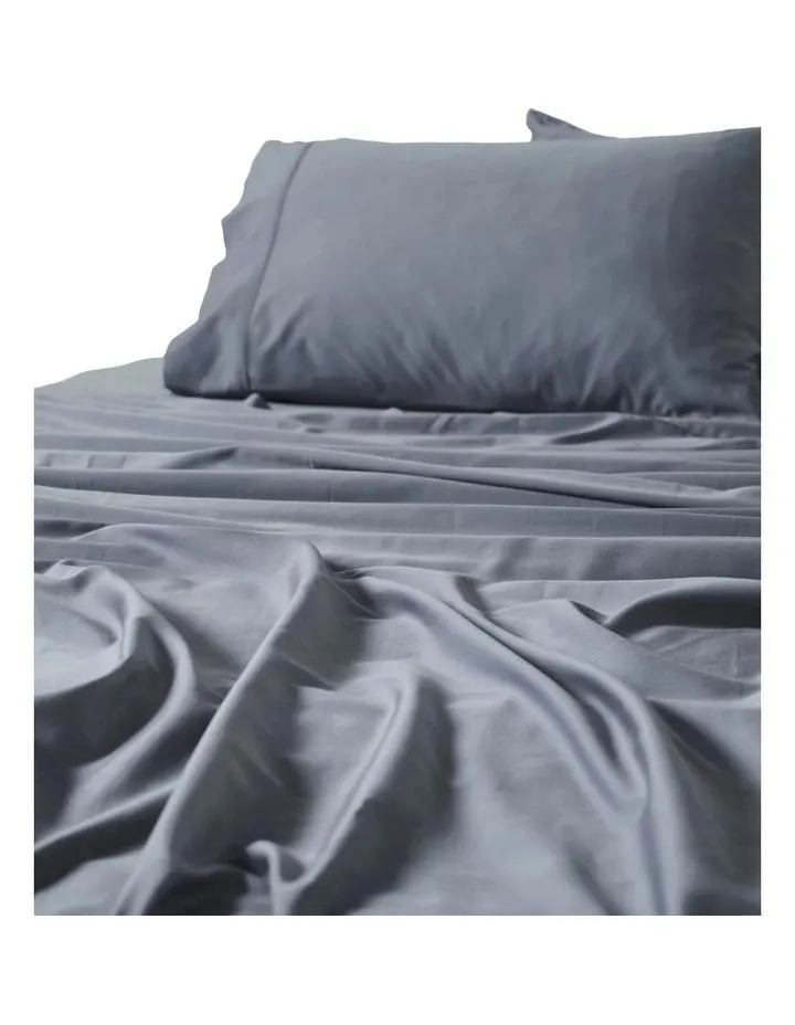 Nara Bamboo Cotton 400TC Sheet Set in Bluestone