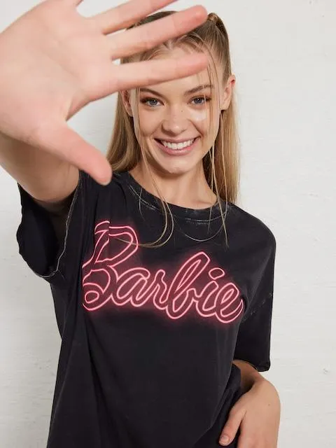 Barbie Neon Logo Oversized Tee
