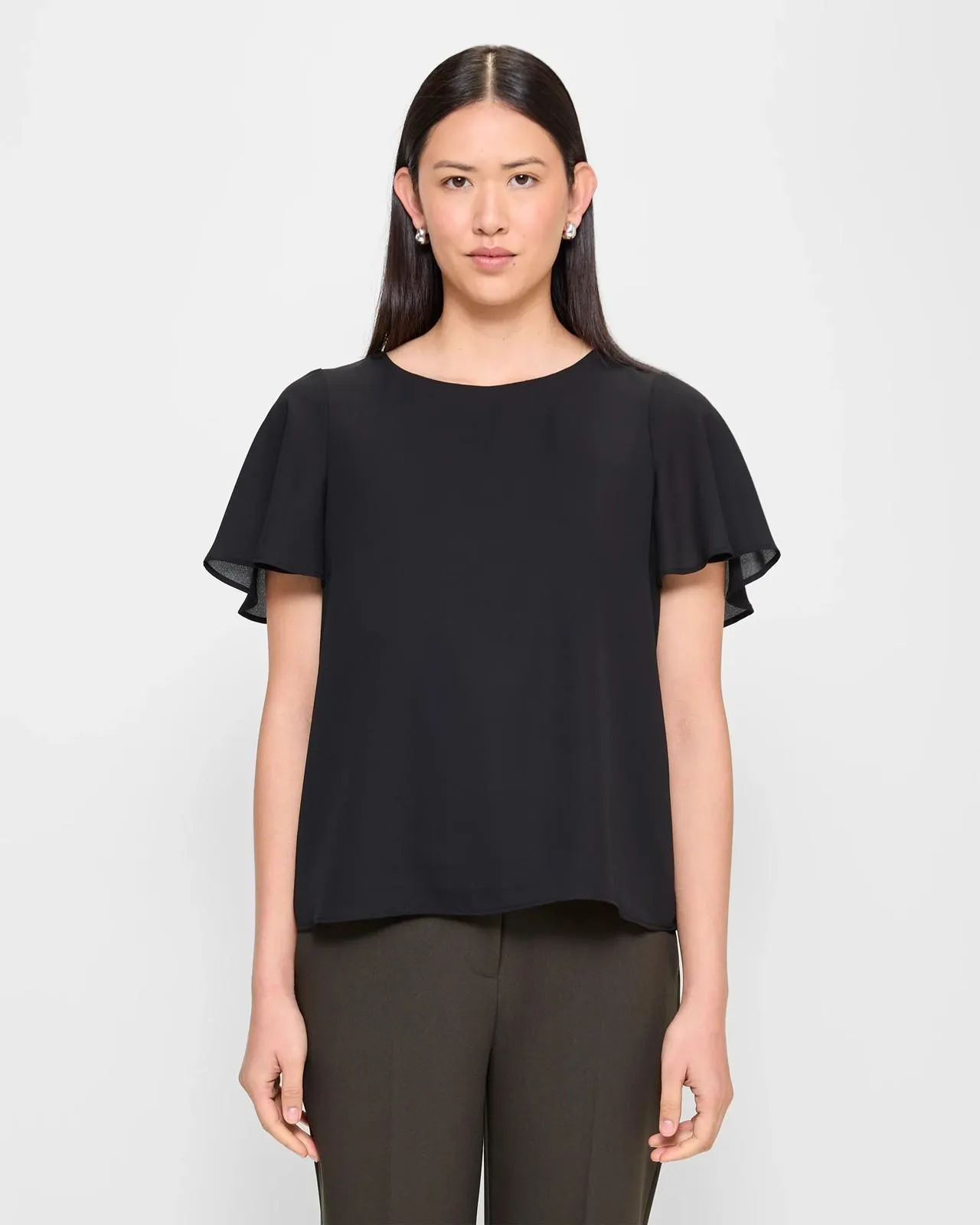 Crew Neck Blouse - Preview - Black