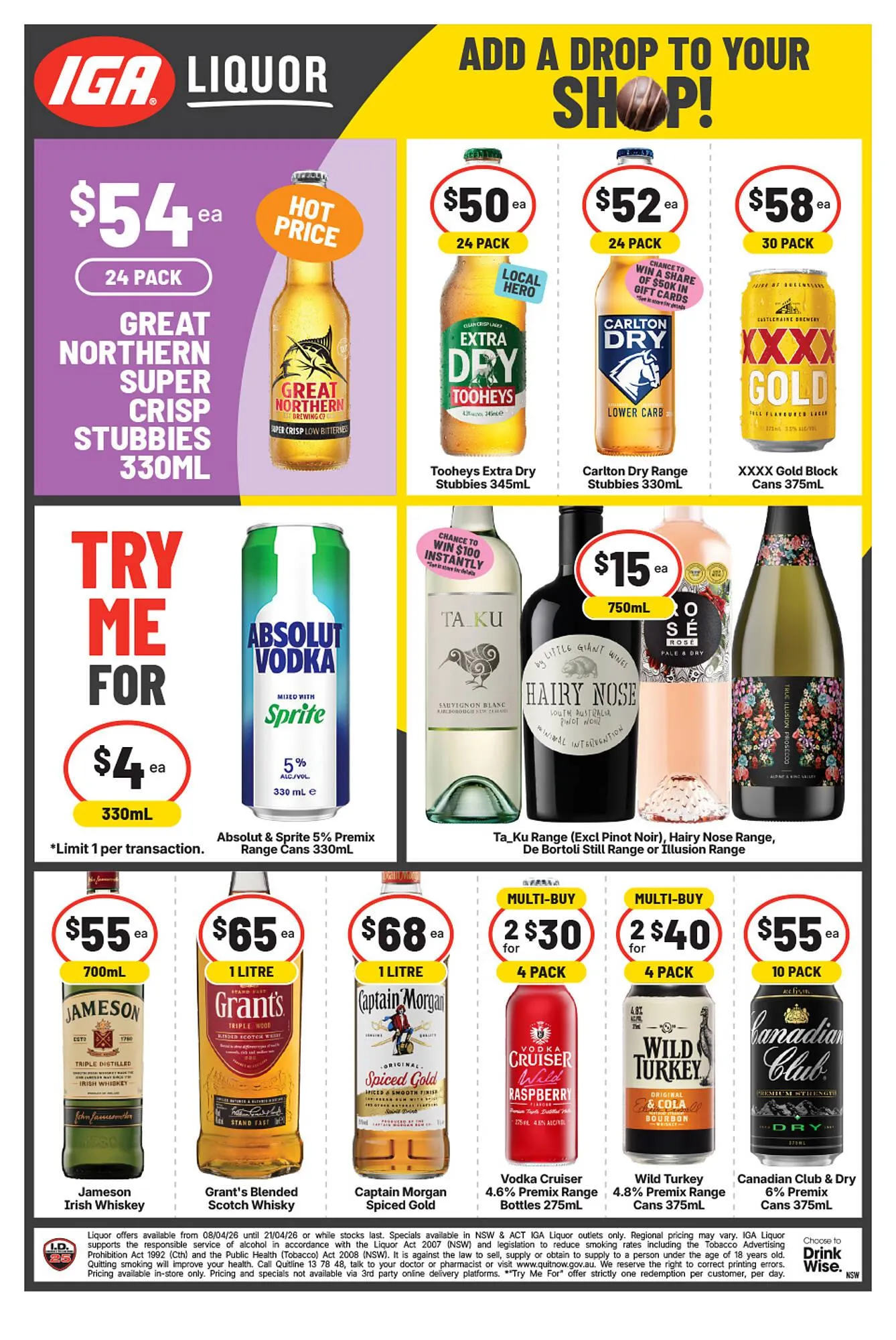IGA Liquor catalogue - Catalogue valid from 8 April to 21 April 2026 - page 1