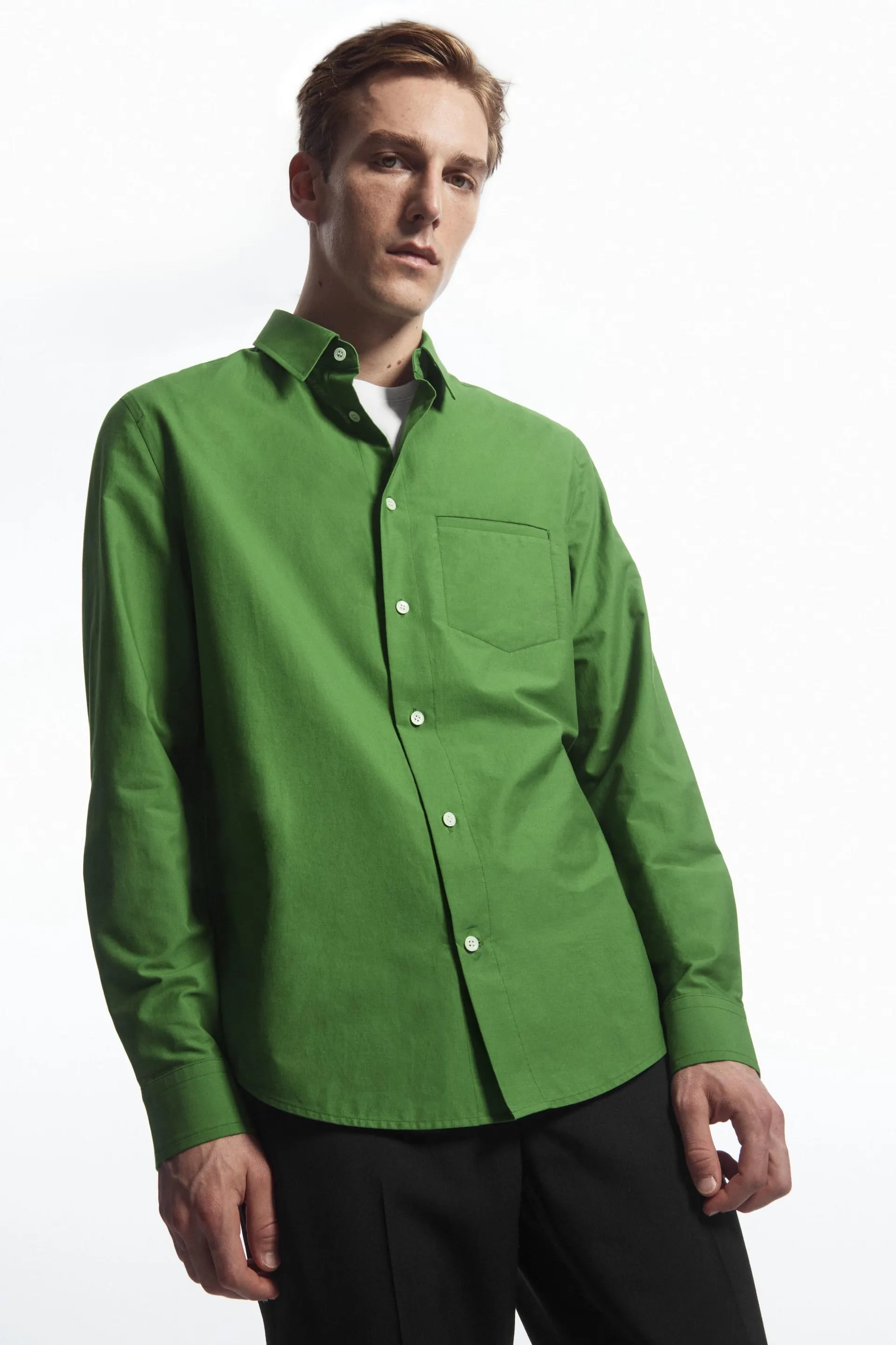 TOPSTITCHED POPLIN SHIRT