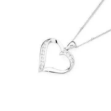 Sterling Silver Cubic Zirconia Heart Pendant