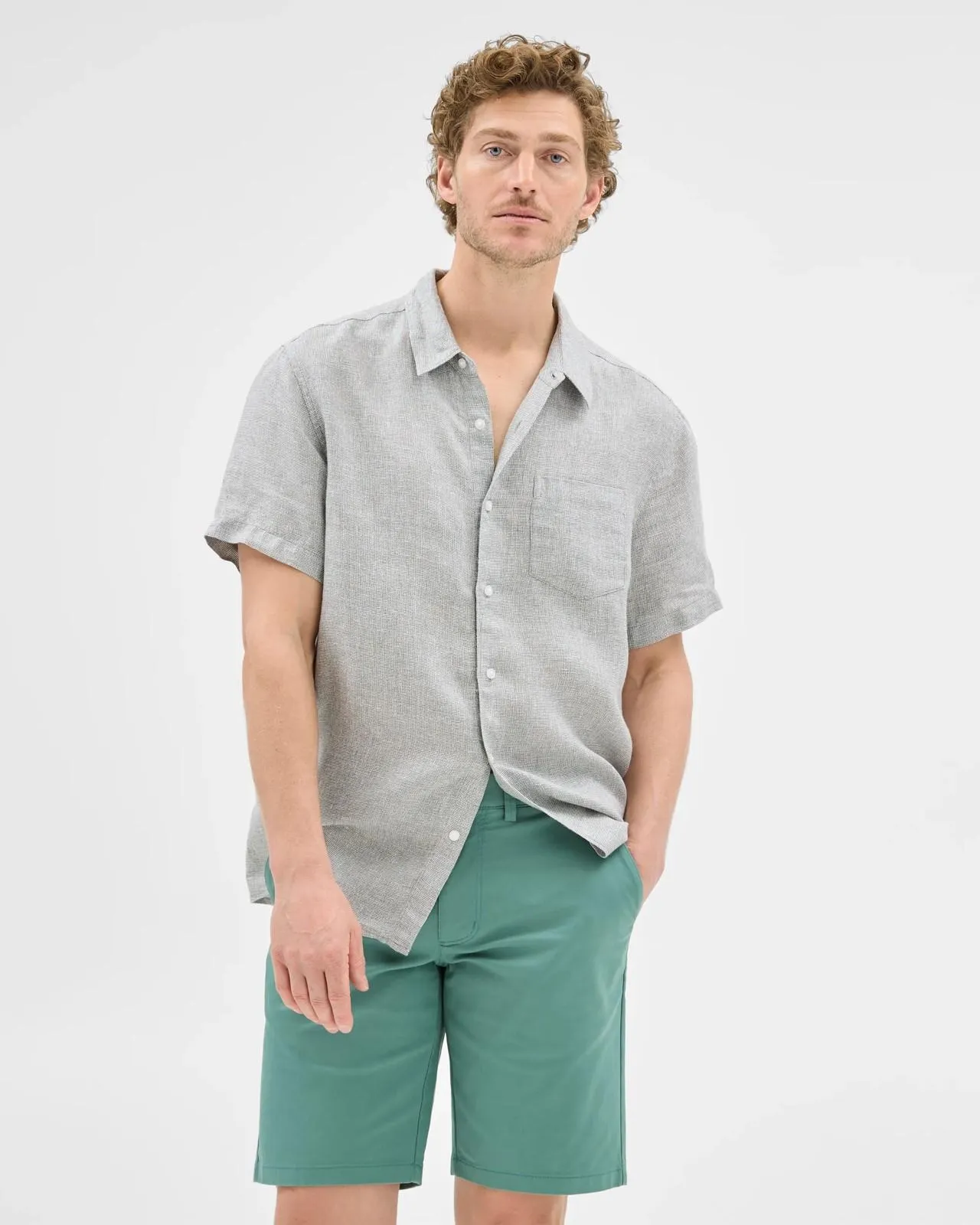 Australian Cotton Regular Stretch Chino Shorts - Green