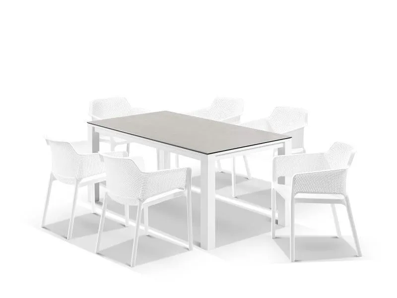 Adele Ceramic table with Bailey Chairs 7pc Outdoor Dining Setting