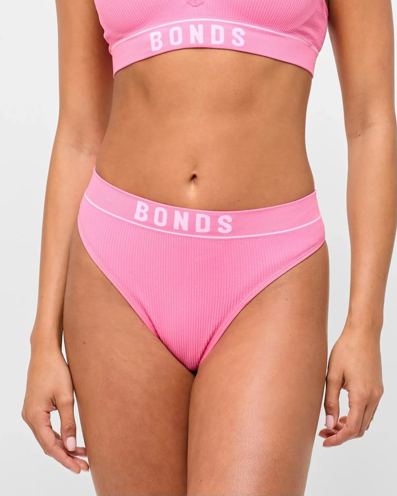Retro Rib Hi G-String Briefs - Bonds - Pink Kiss