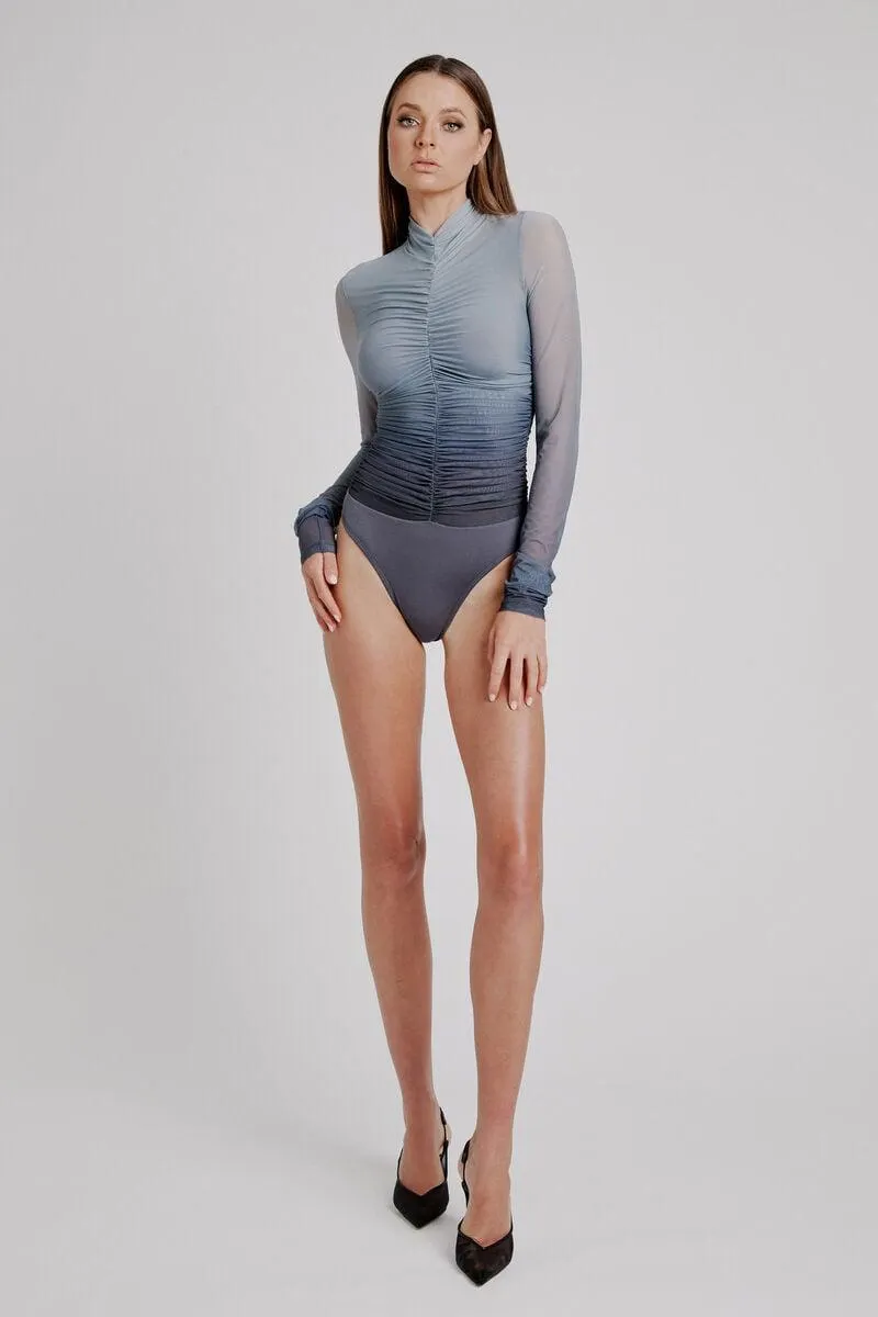 charis mesh bodysuit in gry ombre