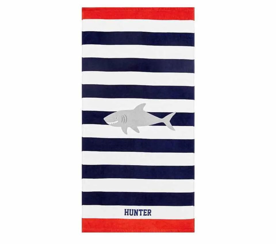 Shark Stripe Kids Beach Towel