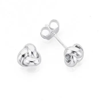 Sterling Silver Love Knot Stud Earrings
