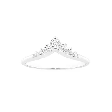 Silver CZ V Ring