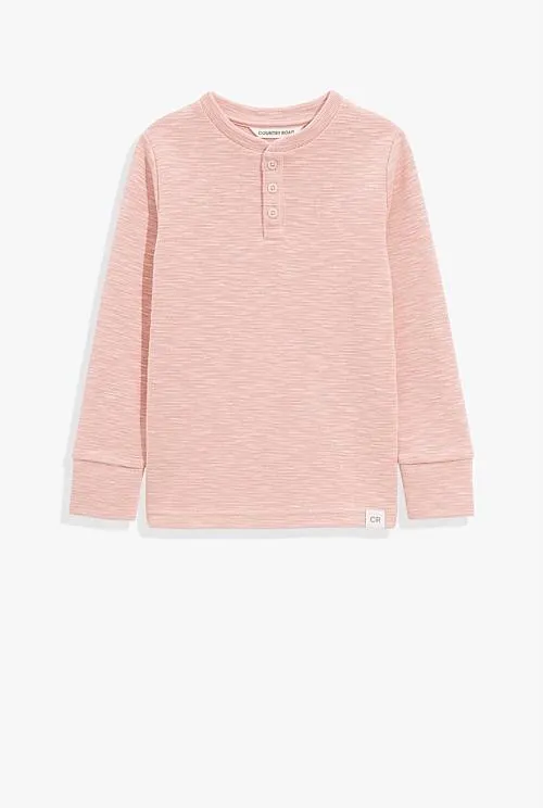 Organically Grown Cotton Blend Slub Texture Henley