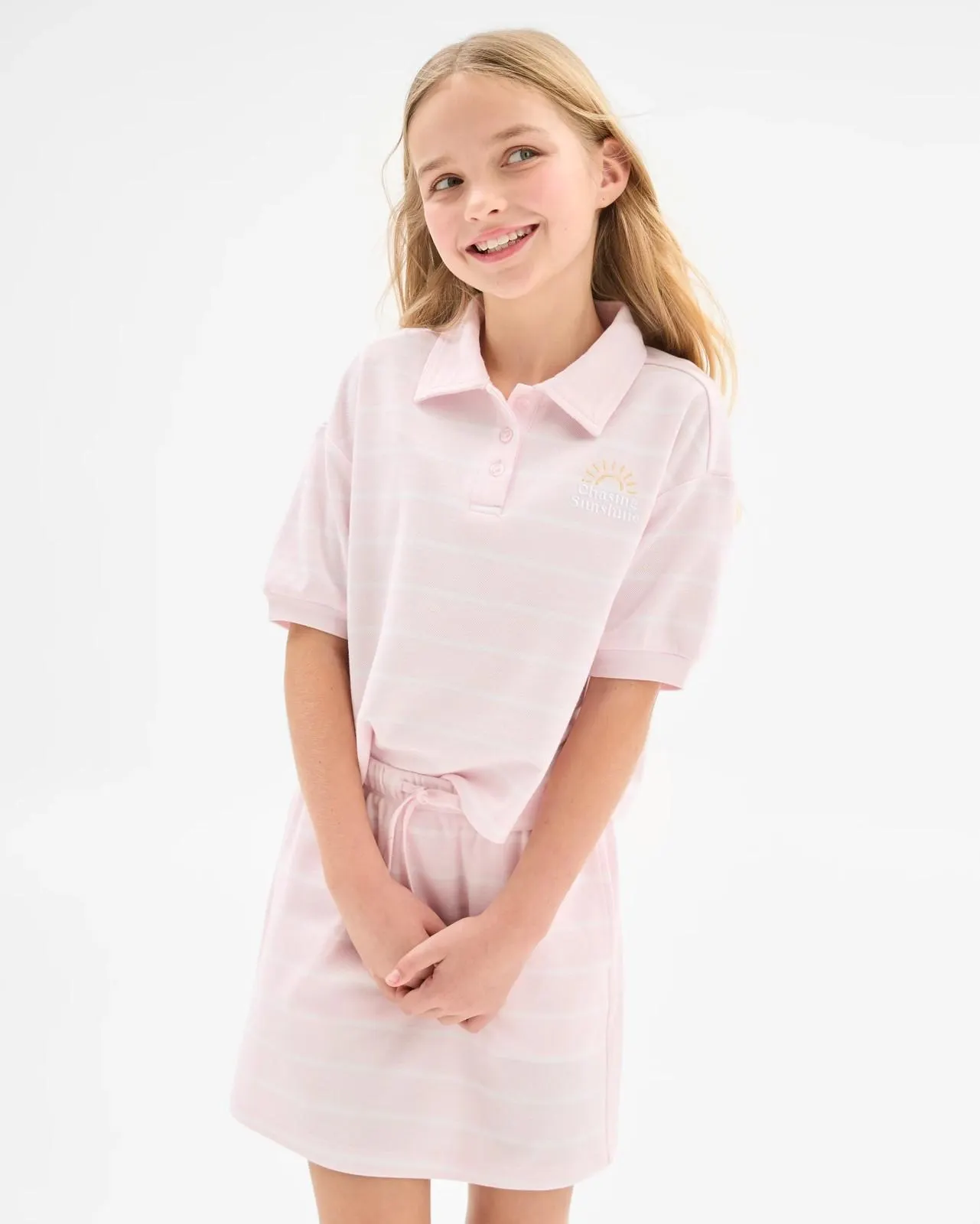 Australian Cotton Blend Polo Top - Cradle Pink