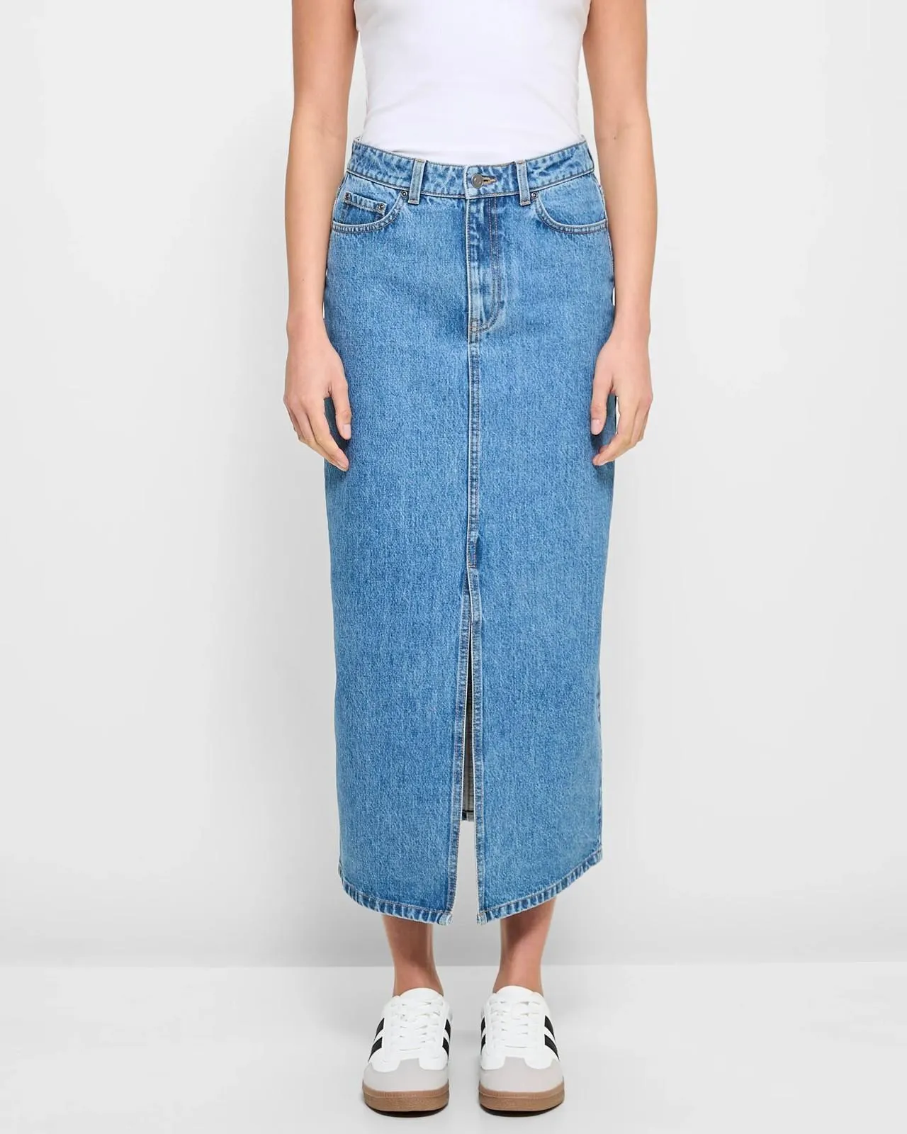 Denim Midi Skirt - Lily Loves